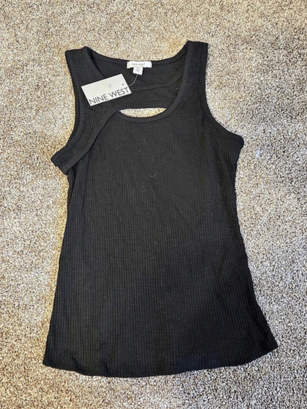 Nine West Ribbed Tank Top in Black Size XS NWT